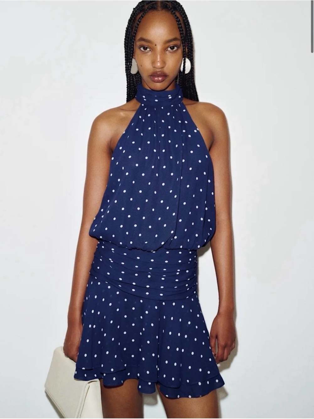 REFORMATION Karla Mini Dress in Danube Dot 4